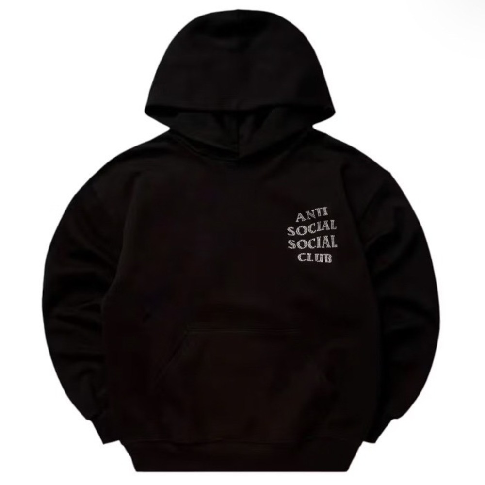 Anti Social Social Club Rhinestone Mind Games Hoodie Black White 2XL ASSC